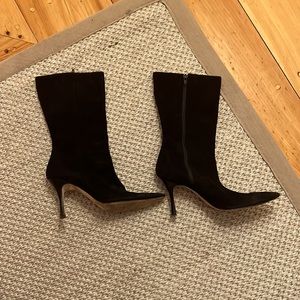 Manolo Blahnik midi high heel boots. 3 inch heels.